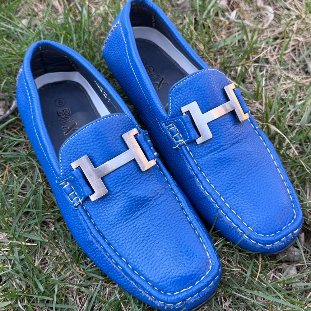 Blue Leather Loafers